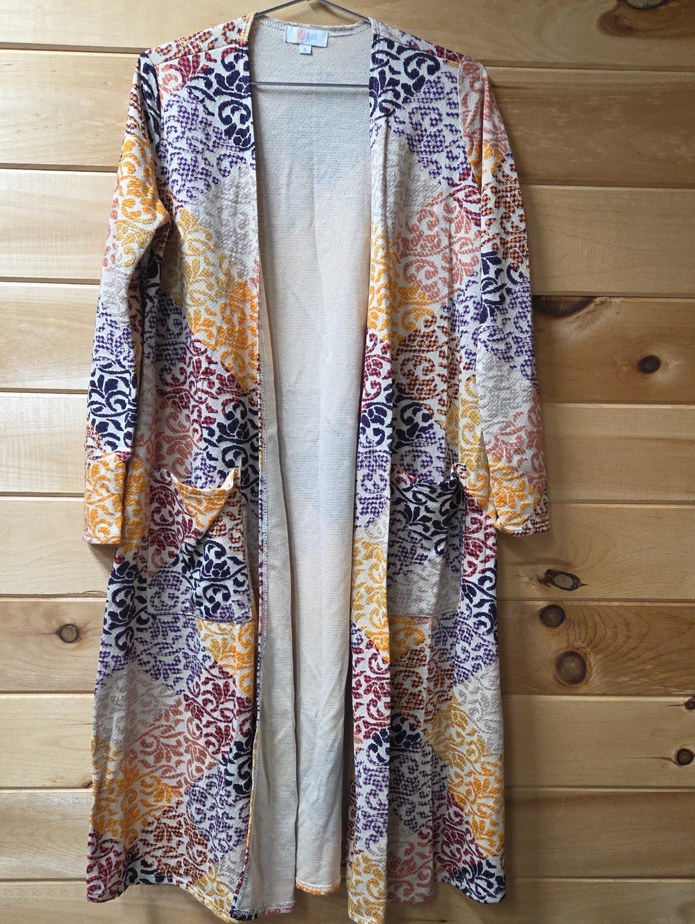 LuLaRoe Multicolor Open-Front Cardigan - Cream, Yellow, Purple, Rust, Navy